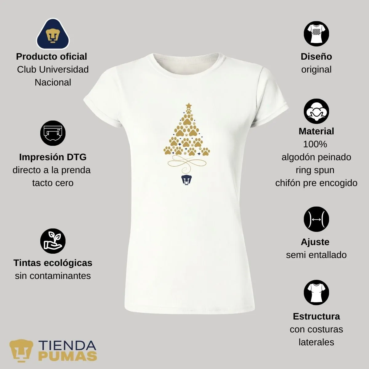 Playera Navidea Mujer Pumas UNAM rbol