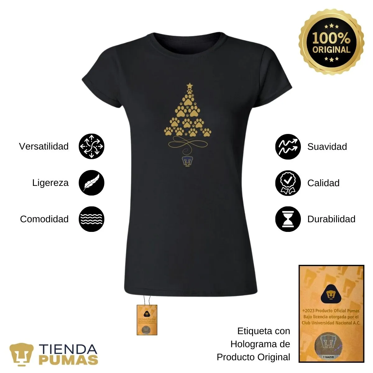 Playera Navidea Mujer Pumas UNAM rbol