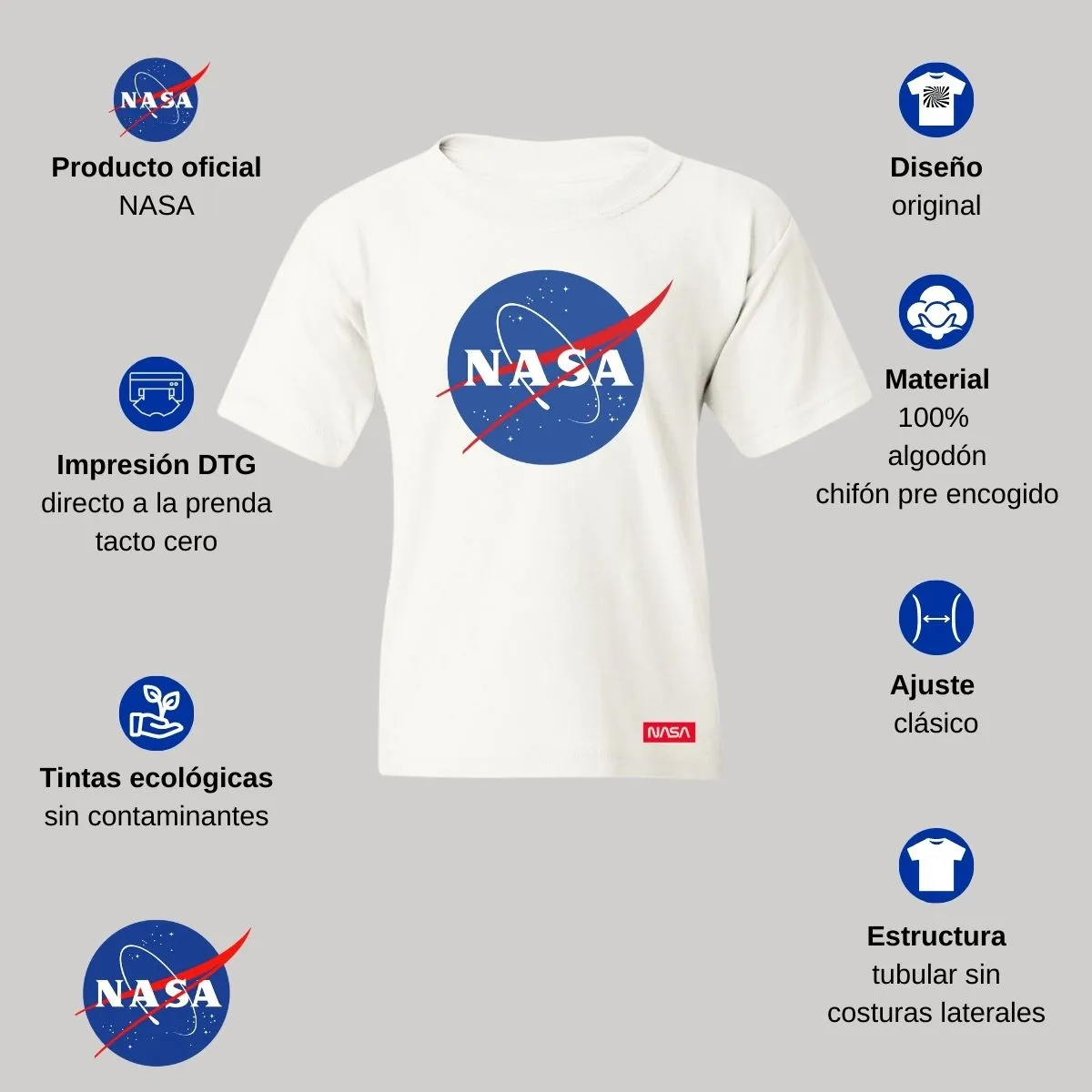 Playera Nios Nasa Logo Azul