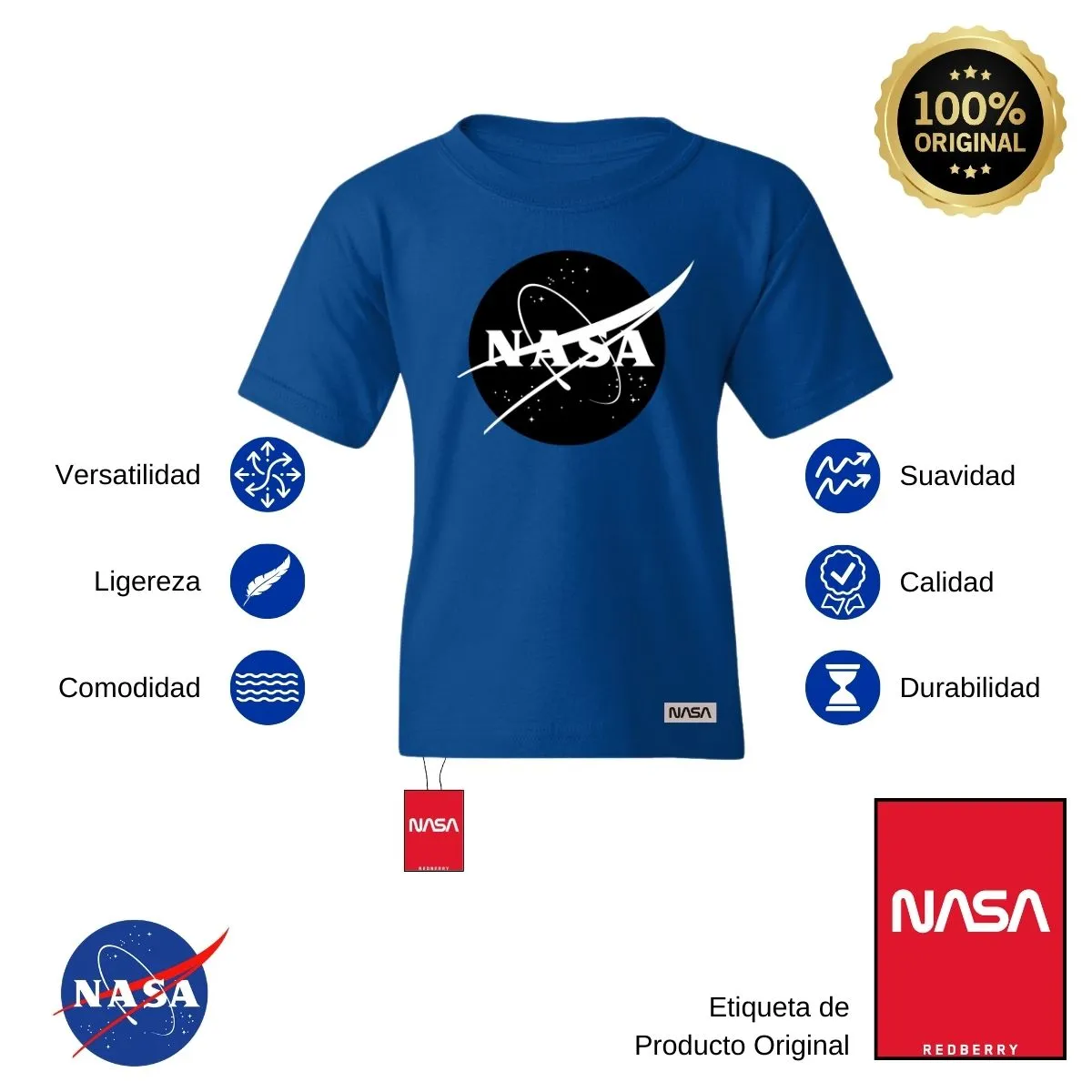 Playera Nios Nasa Monocromático