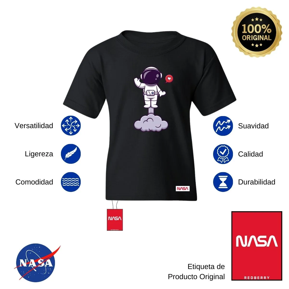 Playera Nios Nasa Nasa Astronauta Volando