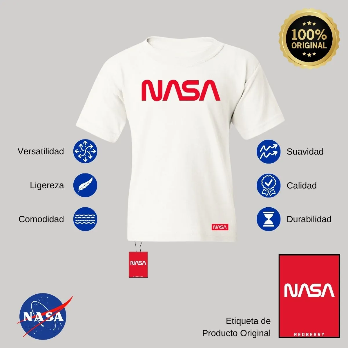 Playera Nios Nasa Worm Red