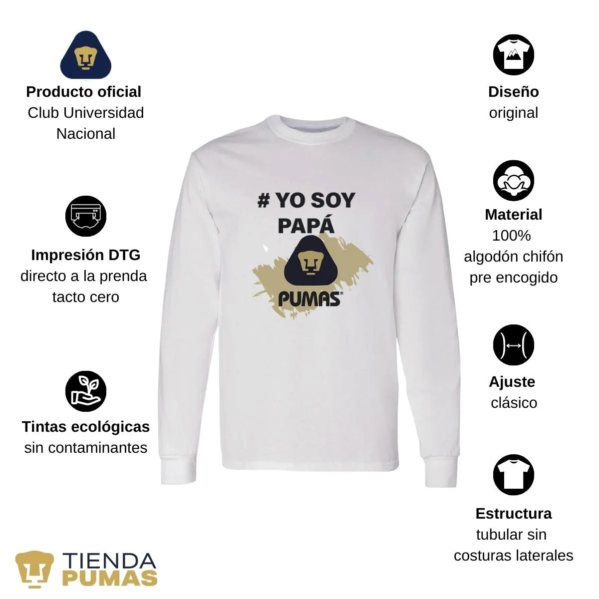 Playera Pumas Hombre M Larga Yo soy papá Pumas OD77436