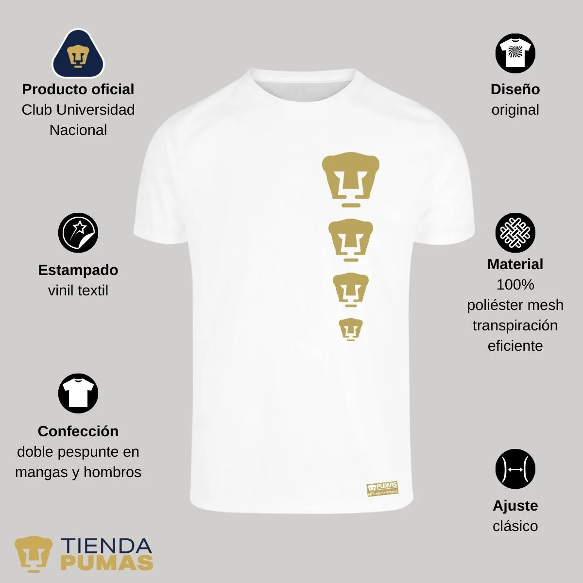 Playera Transpirable Hombre Pumas UNAM Edición Limitada 3 Vinil