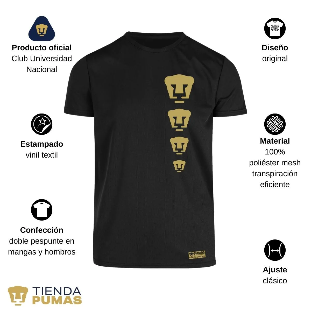 Playera Transpirable Hombre Pumas UNAM Edición Limitada 3 Vinil