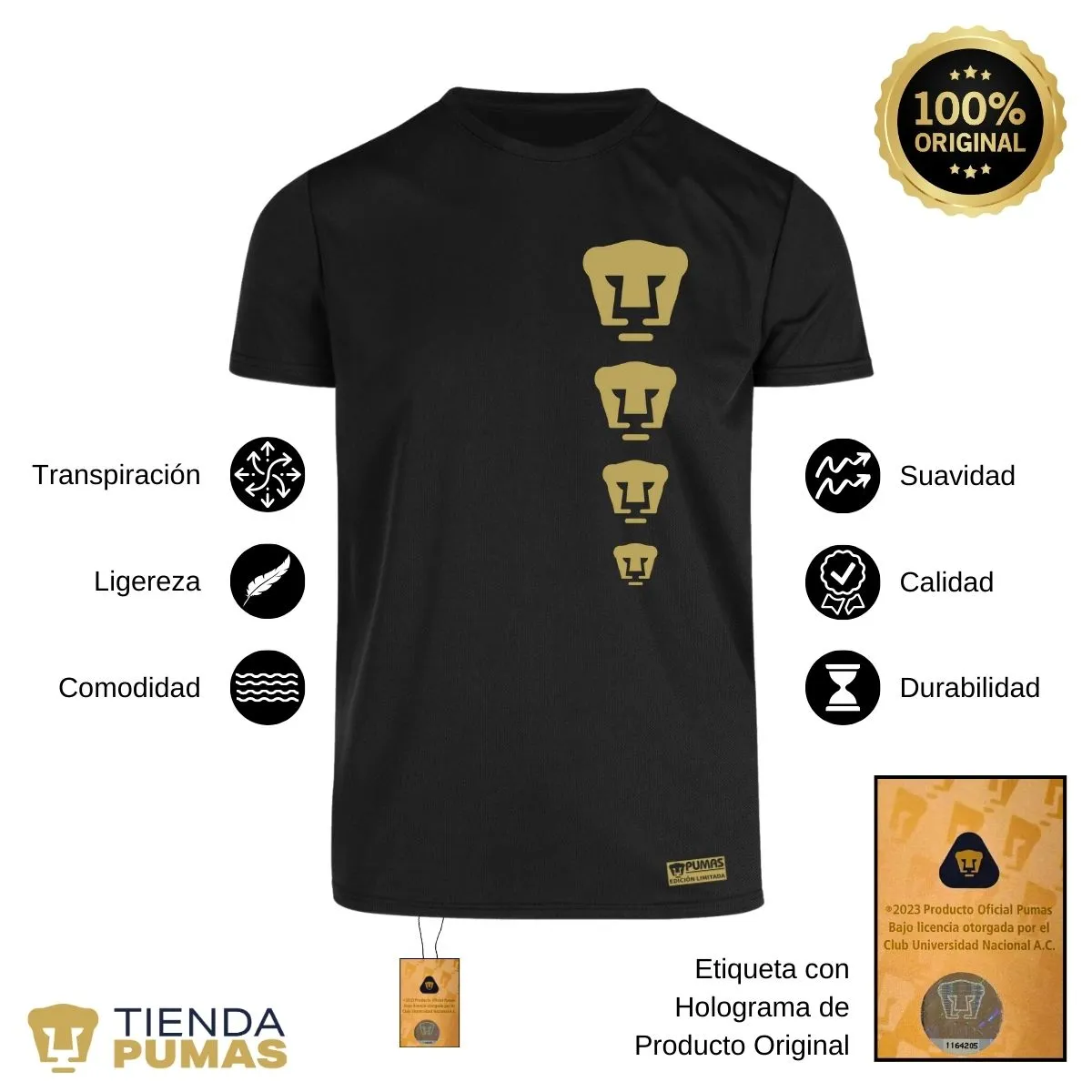 Playera Transpirable Hombre Pumas UNAM Edición Limitada 3 Vinil