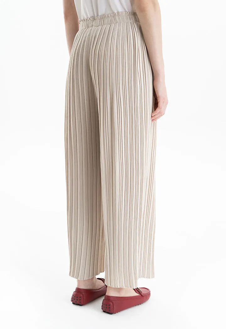 Pleated Wide Leg Solid Trouser