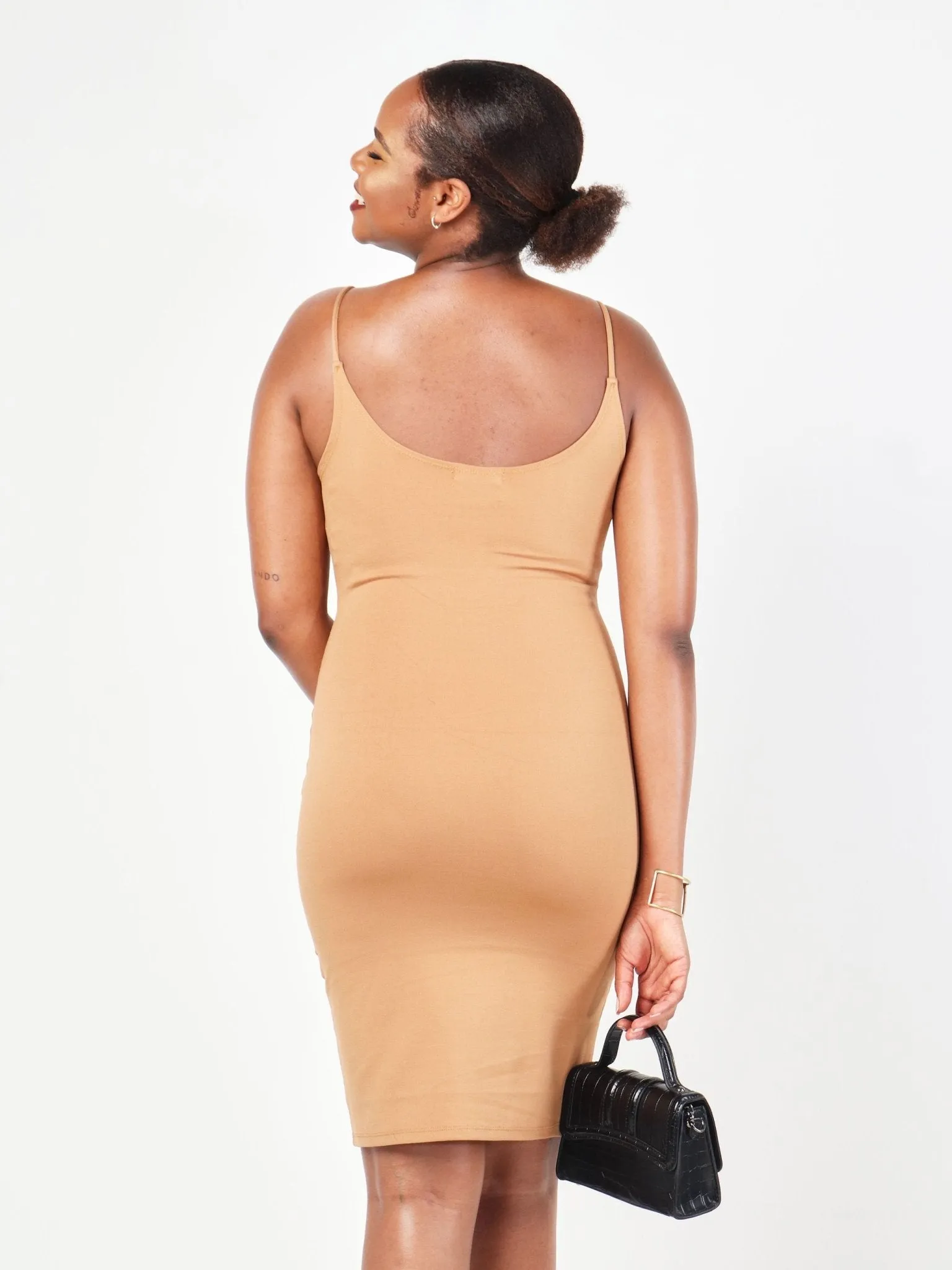 Popular 21 Cami Ponte Scoop neck Midi Dress - Taupe