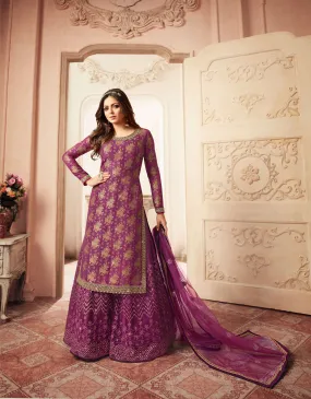 Purple Grand Party Wear Designer Plazzo Suit