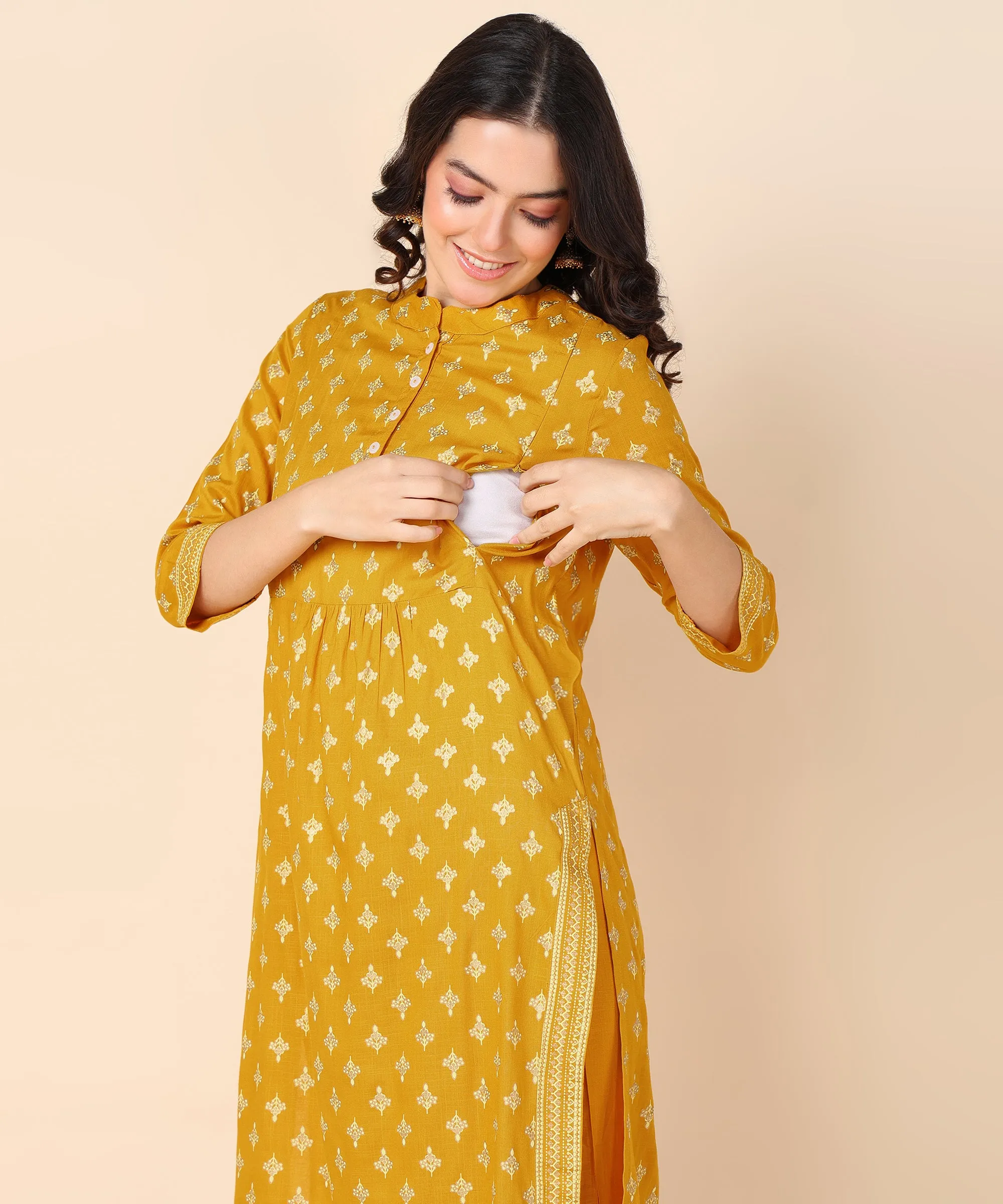 Radiant Yellow Maternity Kurti Pant Set