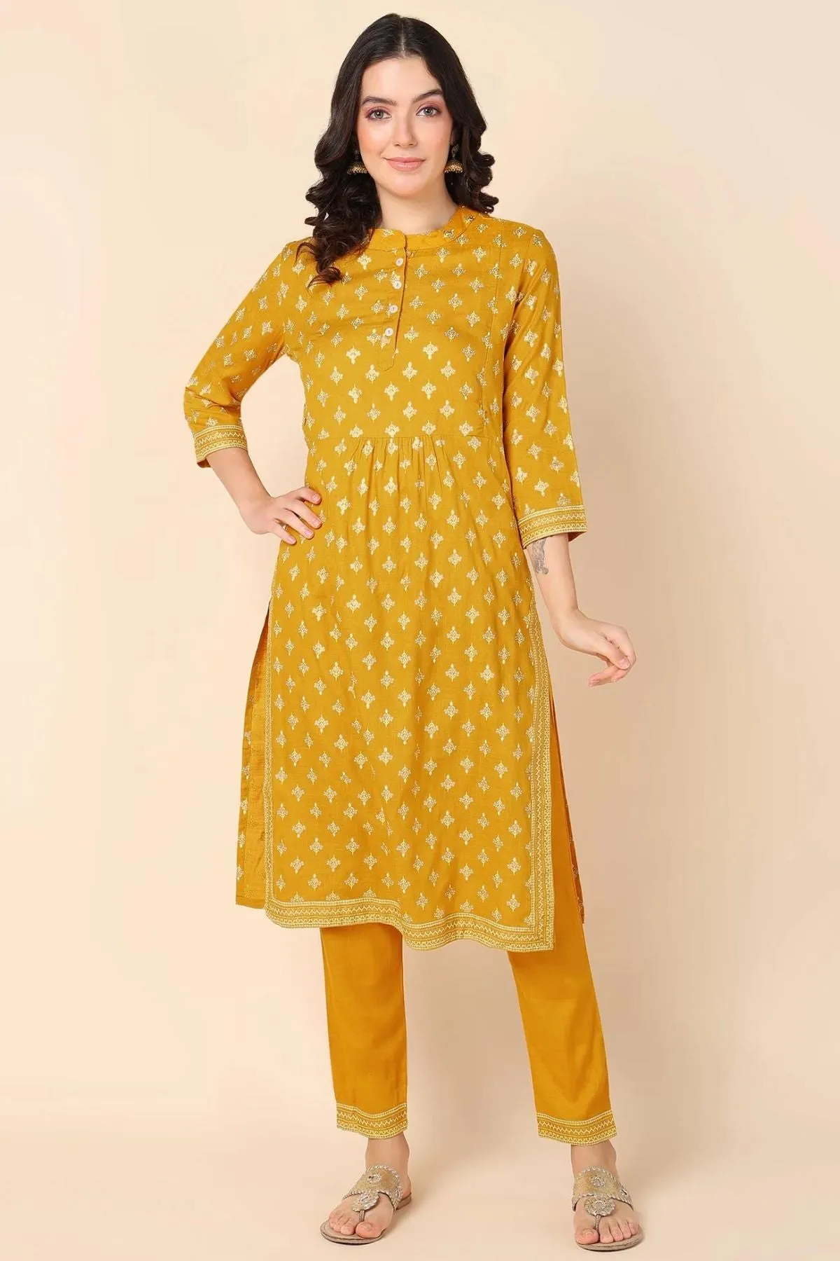 Radiant Yellow Maternity Kurti Pant Set