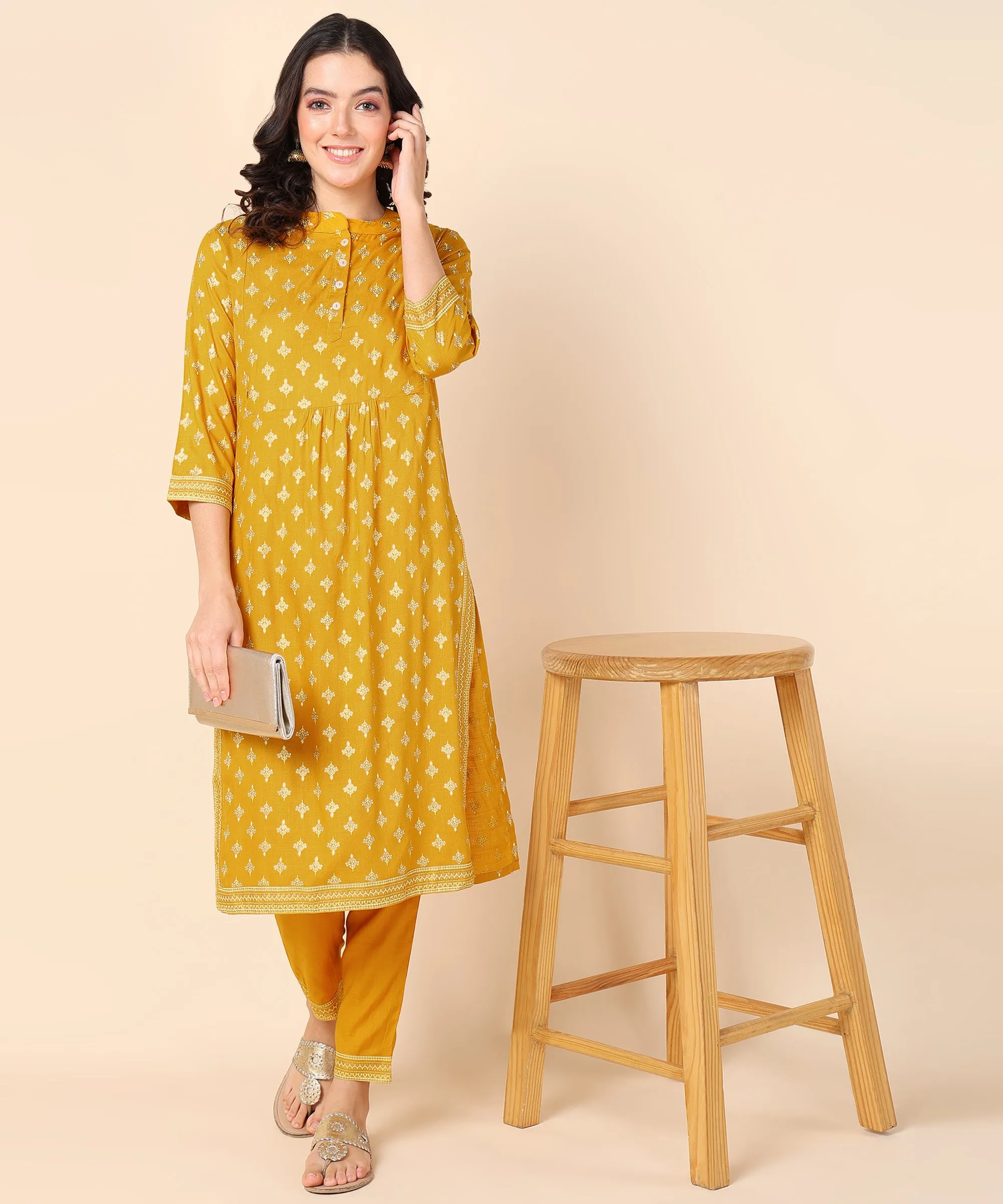 Radiant Yellow Maternity Kurti Pant Set