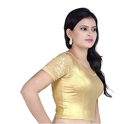 Readymade Stretchable Saree Blouse Gold Shimmer UK Next Day