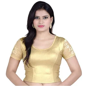 Readymade Stretchable Saree Blouse Gold Shimmer UK Next Day