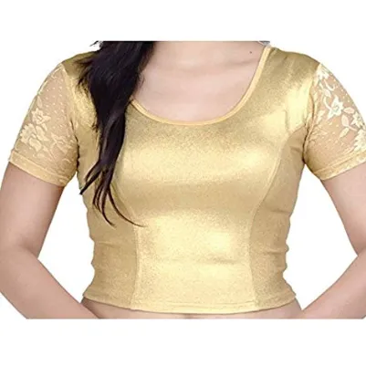 Readymade Stretchable Saree Blouse Gold Shimmer UK Next Day