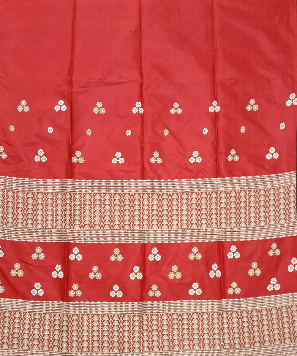 Red grey handloom assam silk mekhela chador