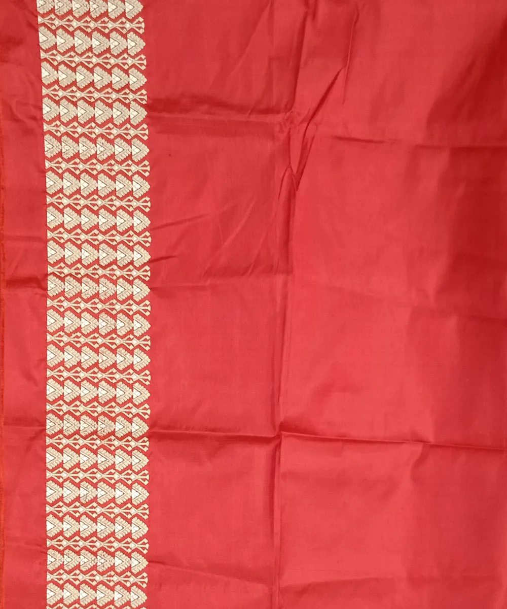 Red grey handloom assam silk mekhela chador