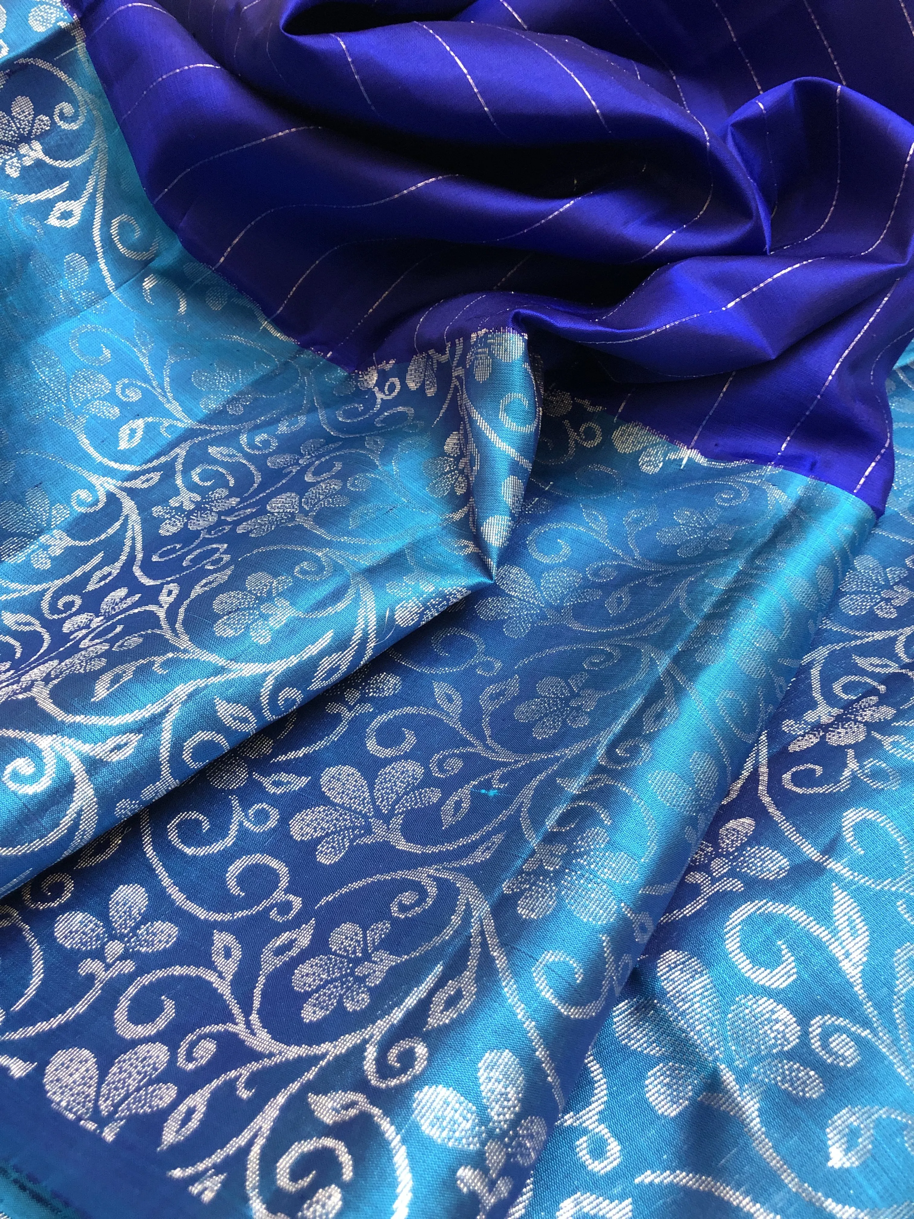 Royal Blue Color Soft Kanchipuram Silk Saree with Zari Stripes