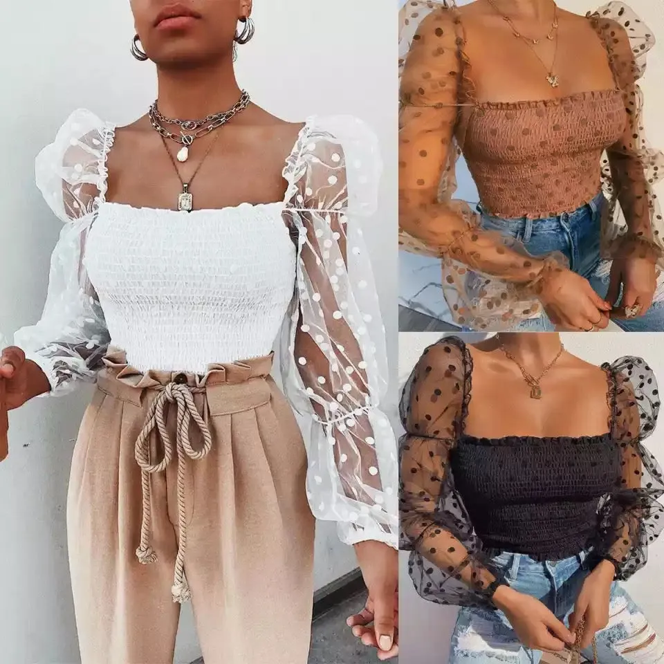 Sexy Mesh See-throughout  Blouse