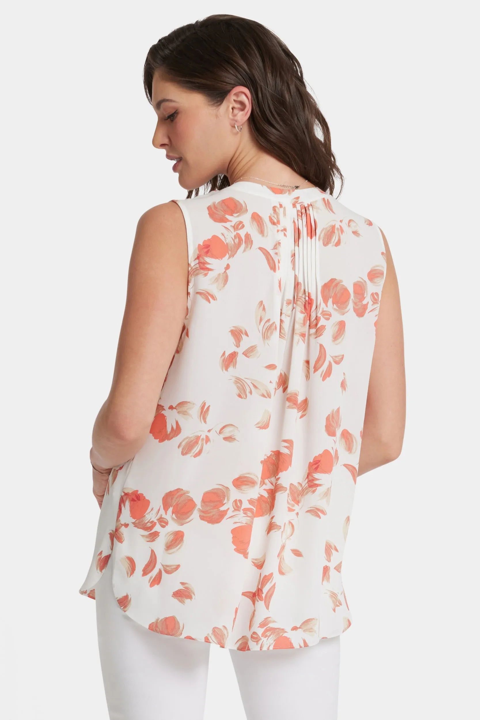 Sleeveless Pintuck Blouse Abstracte Bloemenprint | Aurora