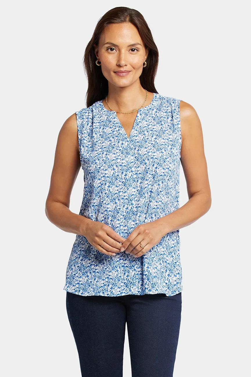 Sleeveless Pintuck Blouse Bloemenprint | Olenia