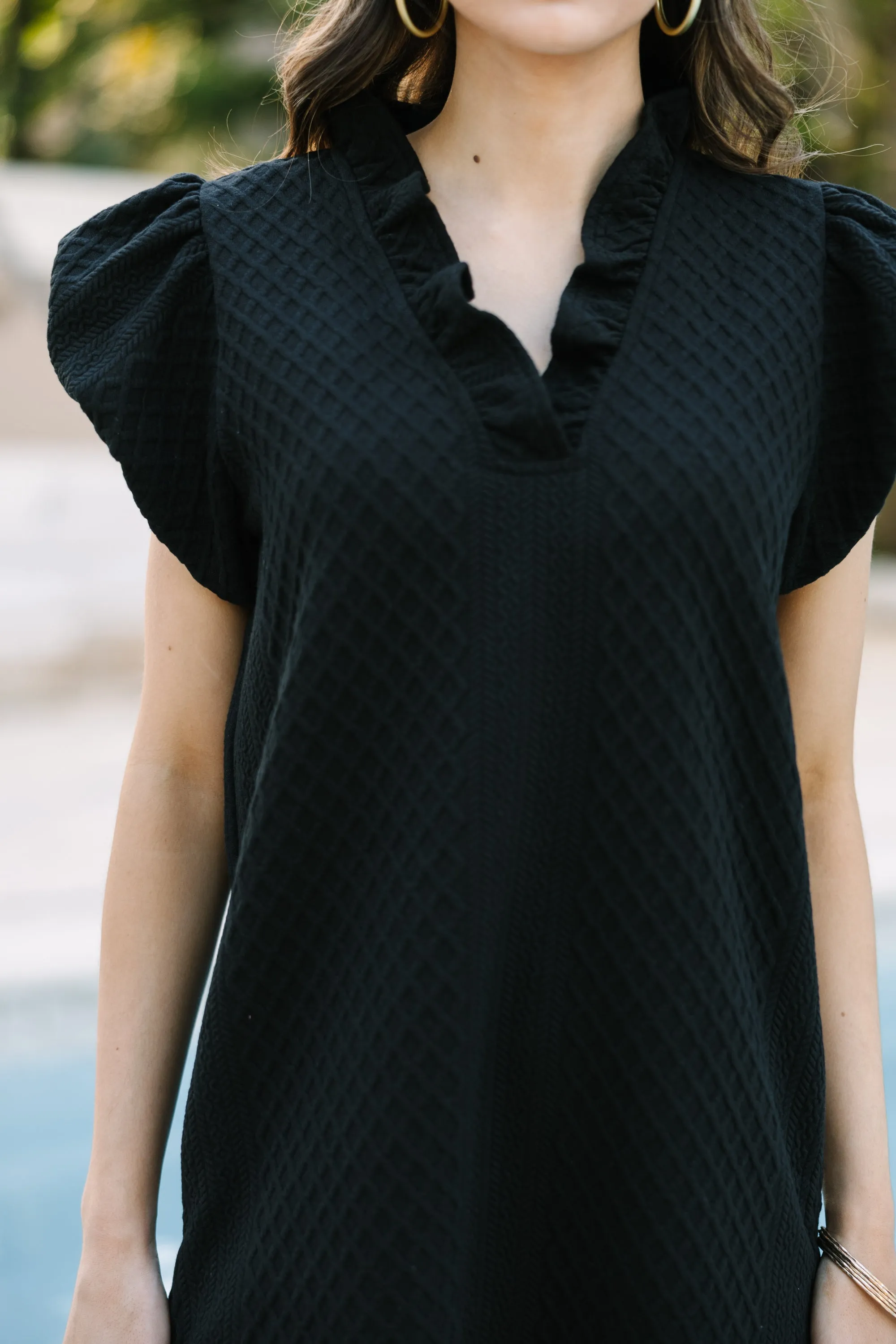 Something New Black Cable Knit Dress