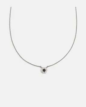 Stein Necklace in Silver with Black Spinel