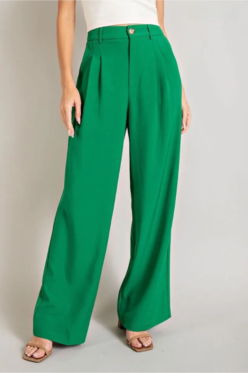 Straight Leg Pleated Pants