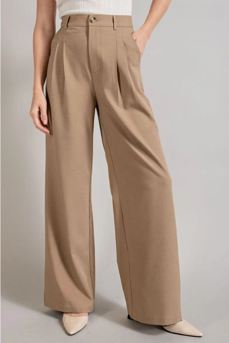 Straight Leg Pleated Pants