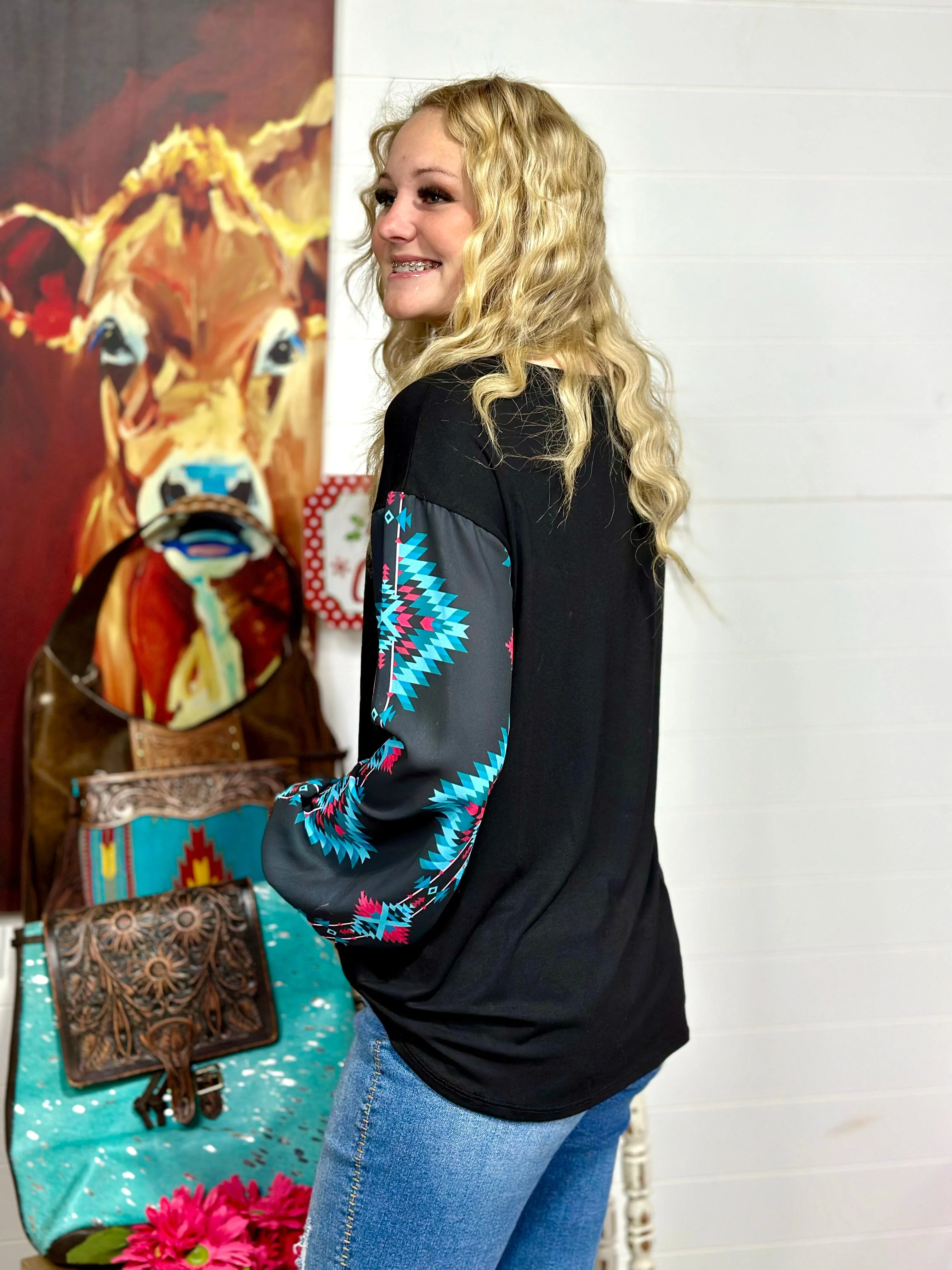 The Las Vegas Day Tribal Sleeve Top