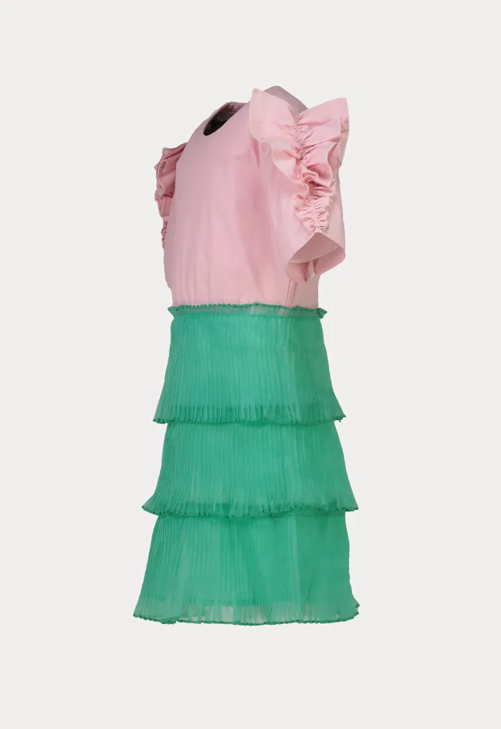 Tiered Pleated Organza Dress