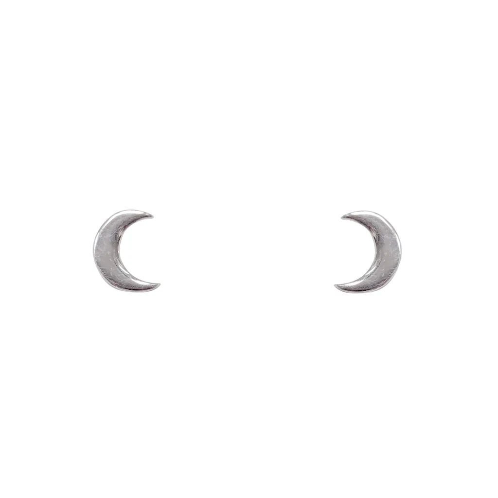 Tiny Charm Post Earrings - Crescent Moon