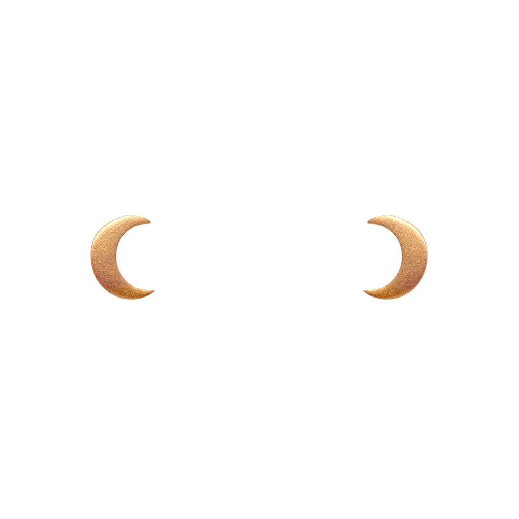 Tiny Charm Post Earrings - Crescent Moon