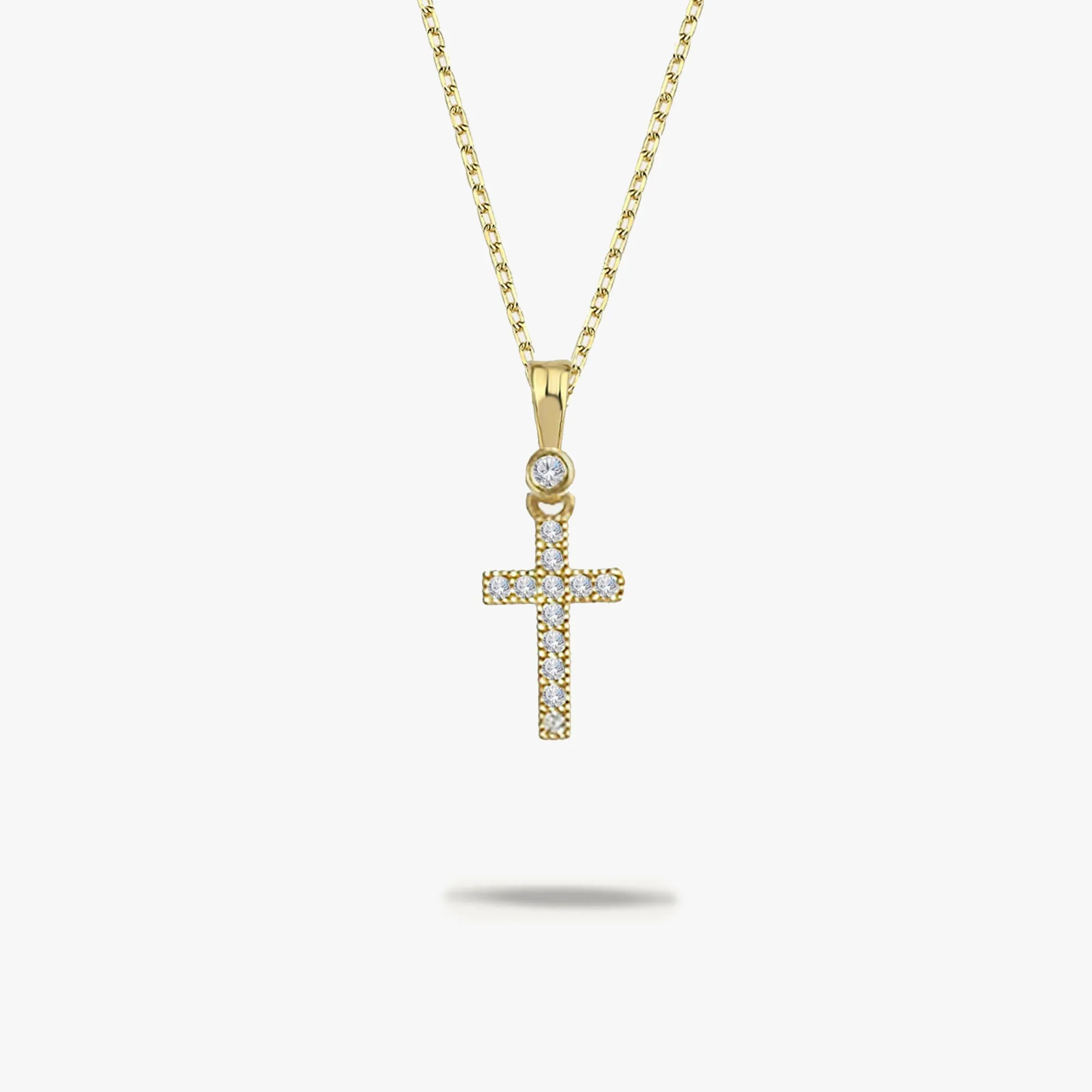 Tiny Cross Necklace | 14K Solid Gold