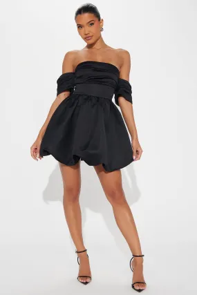 Valeria Satin Mini Dress - Black