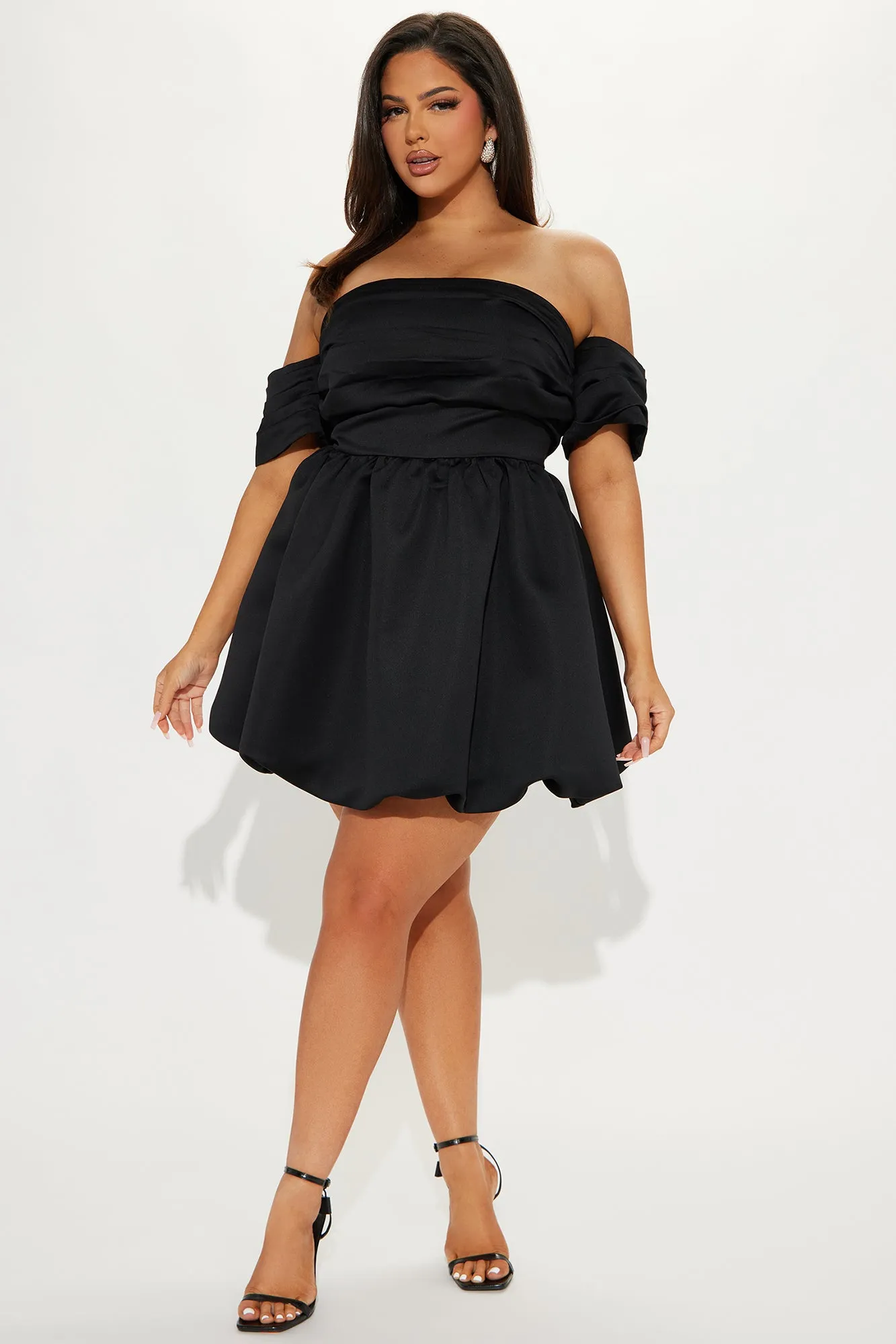 Valeria Satin Mini Dress - Black