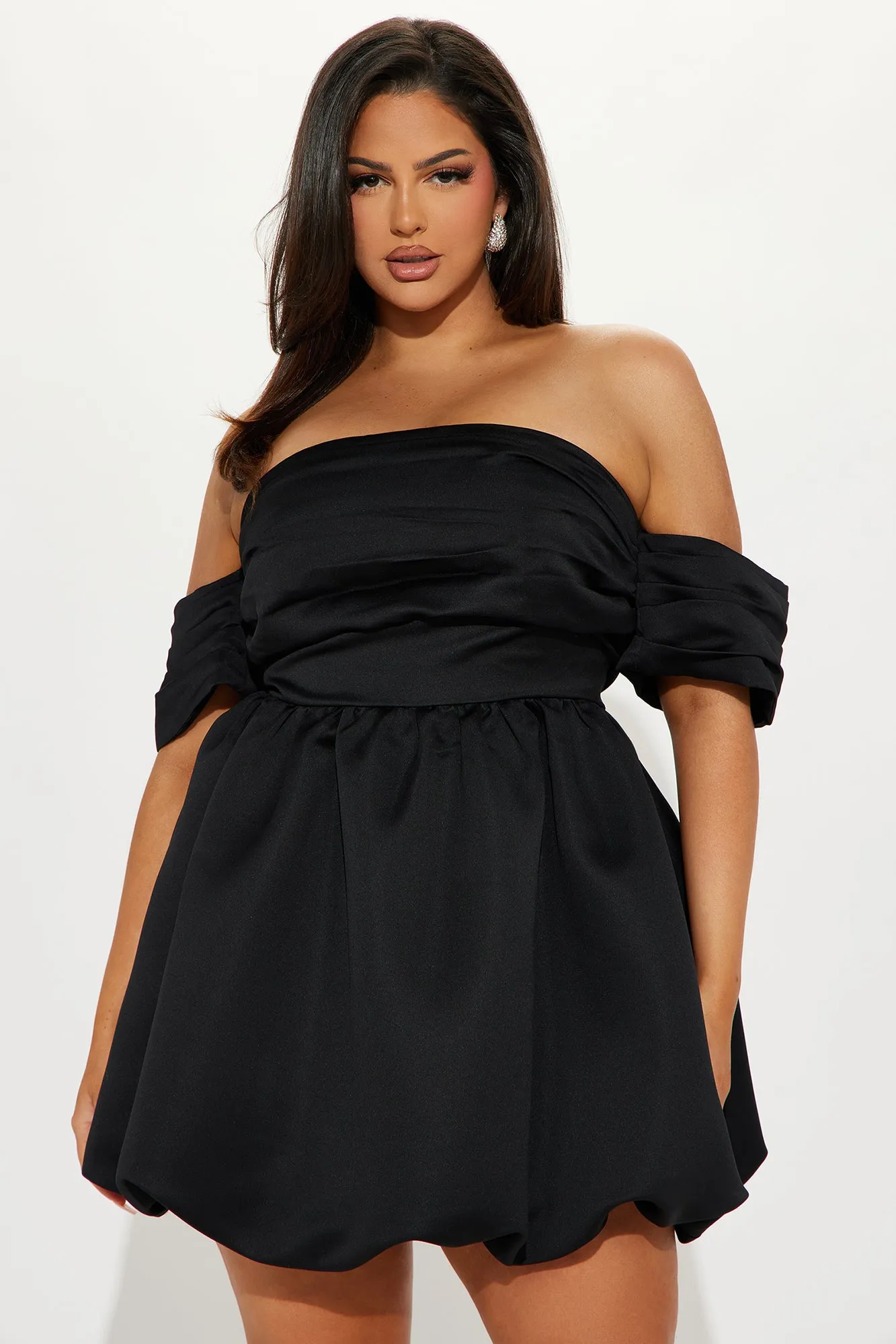 Valeria Satin Mini Dress - Black