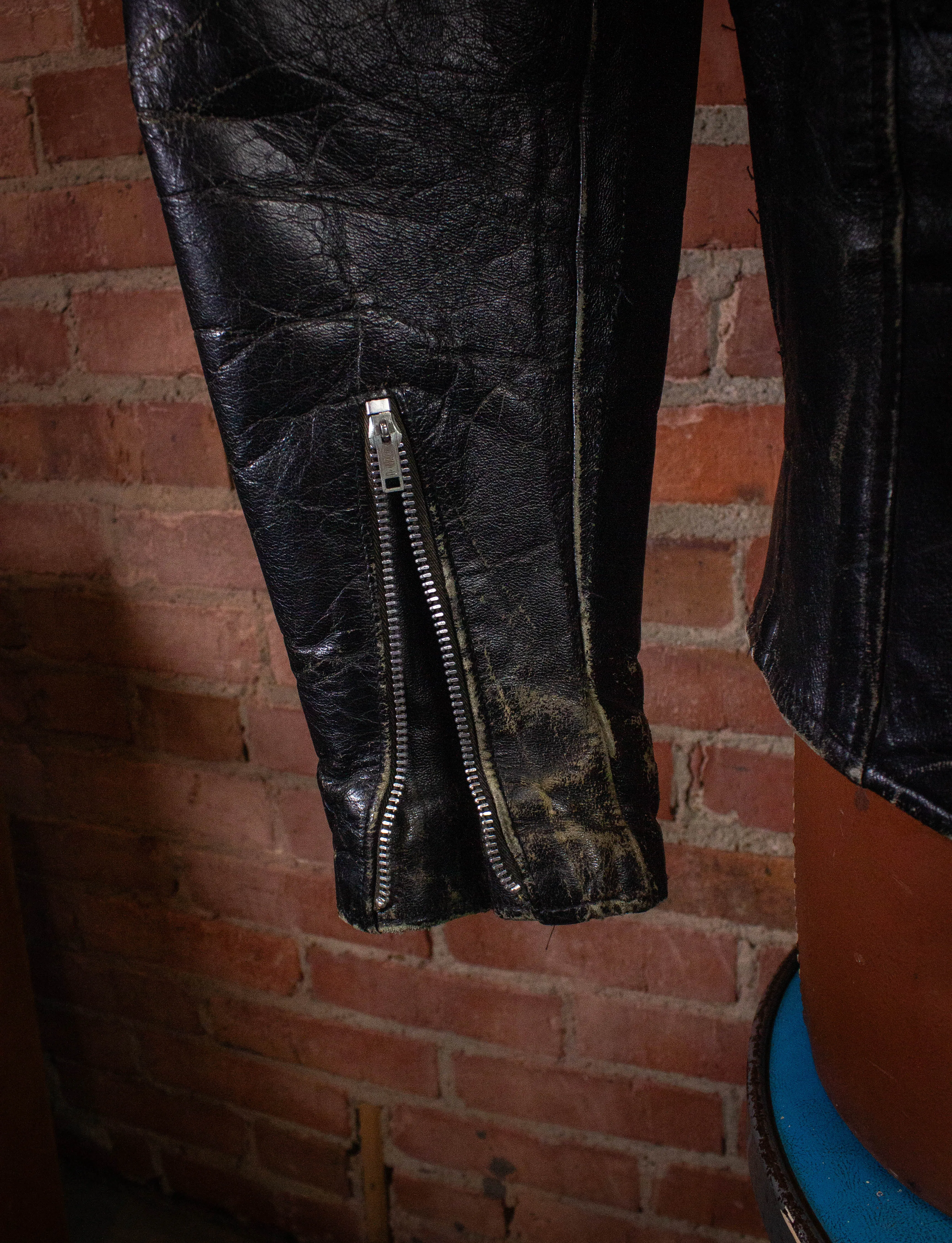 Vintage Diamond Dogs Leather Biker Jacket Black XL