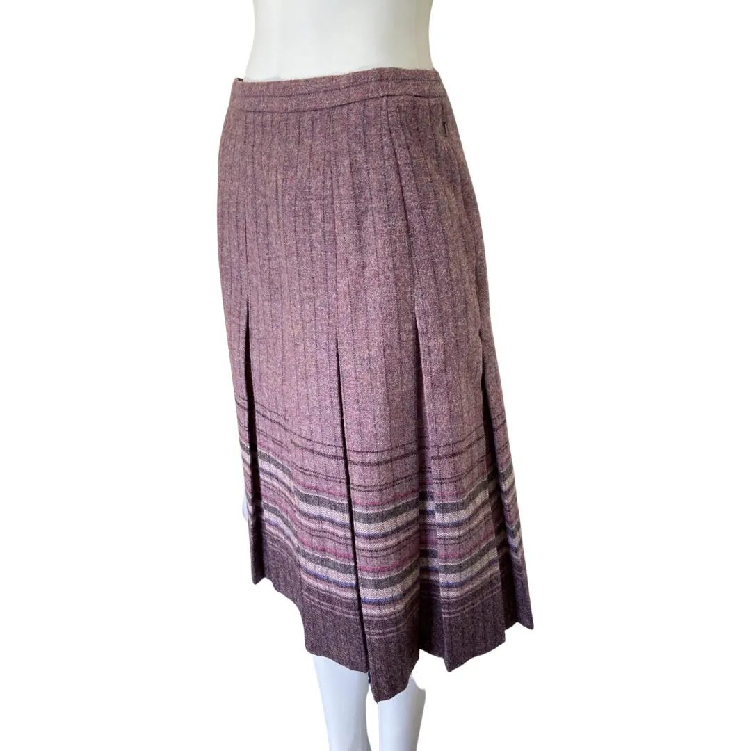 Vintage Edinburgh Woollen Mill Pleat Wool Skirt Lilac UK14 | US10