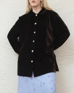 Vintage Oversized Dark Chocolate Velvet Shirt (S-L)