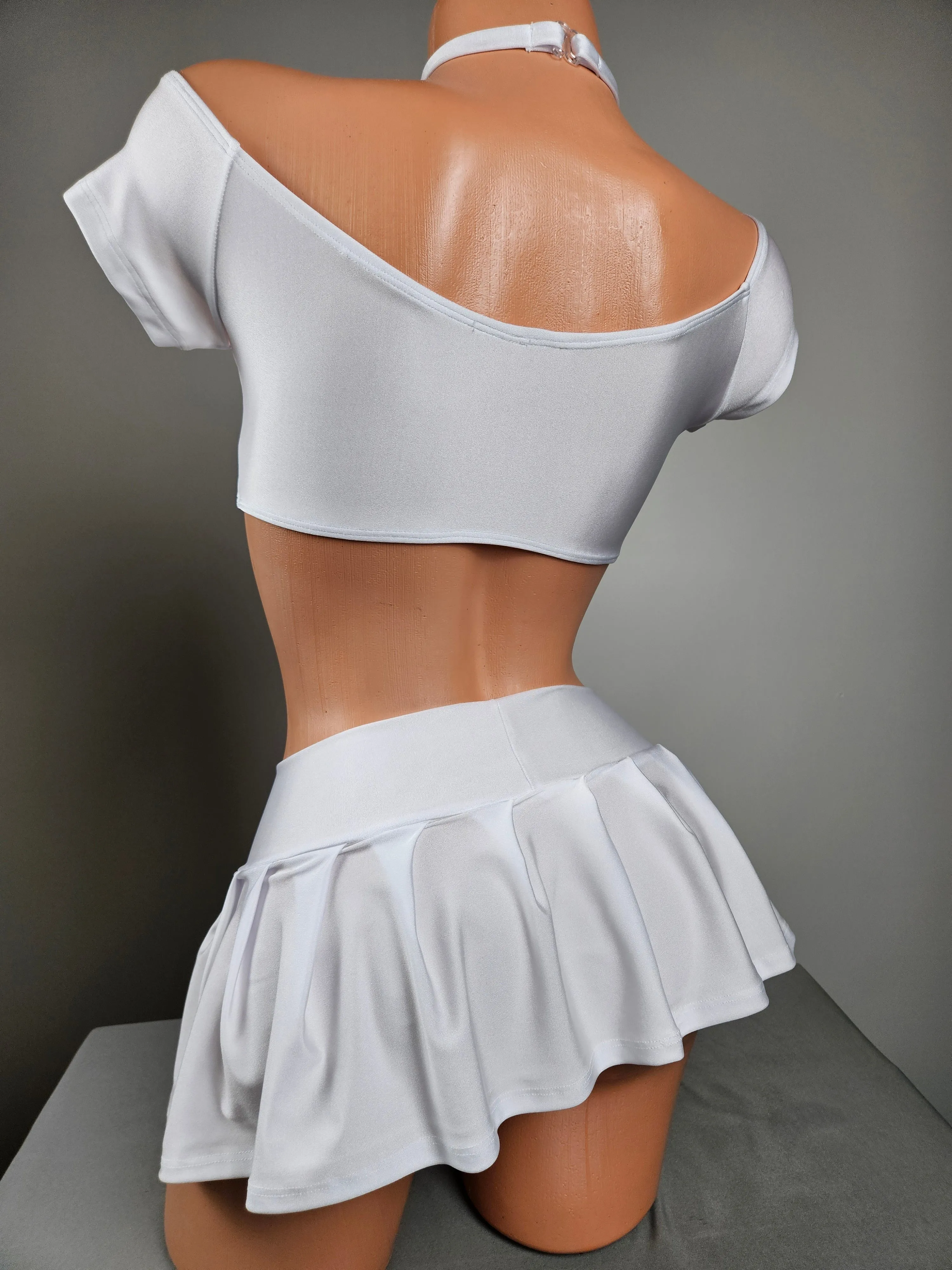 White Pleated Skirt Set