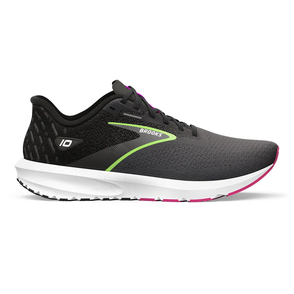 Women's Brooks Launch 10, Black/Blackened Pearl/Green, 12 D Wide