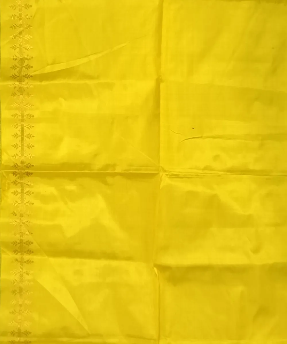 Yellow golden handloom assam silk mekhela chador